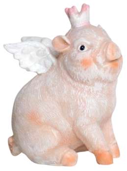 Preview: Ein echtes Deko-Highlight: Das fliegende Schweineduo mit Flügeln und königlichem Charme!